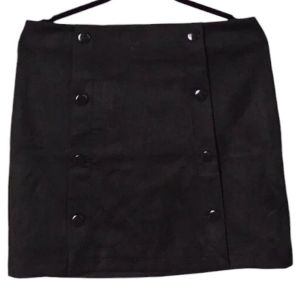 Women's LOFT Olive Green Button Front Faux Suede Mini Skirt - Size 8